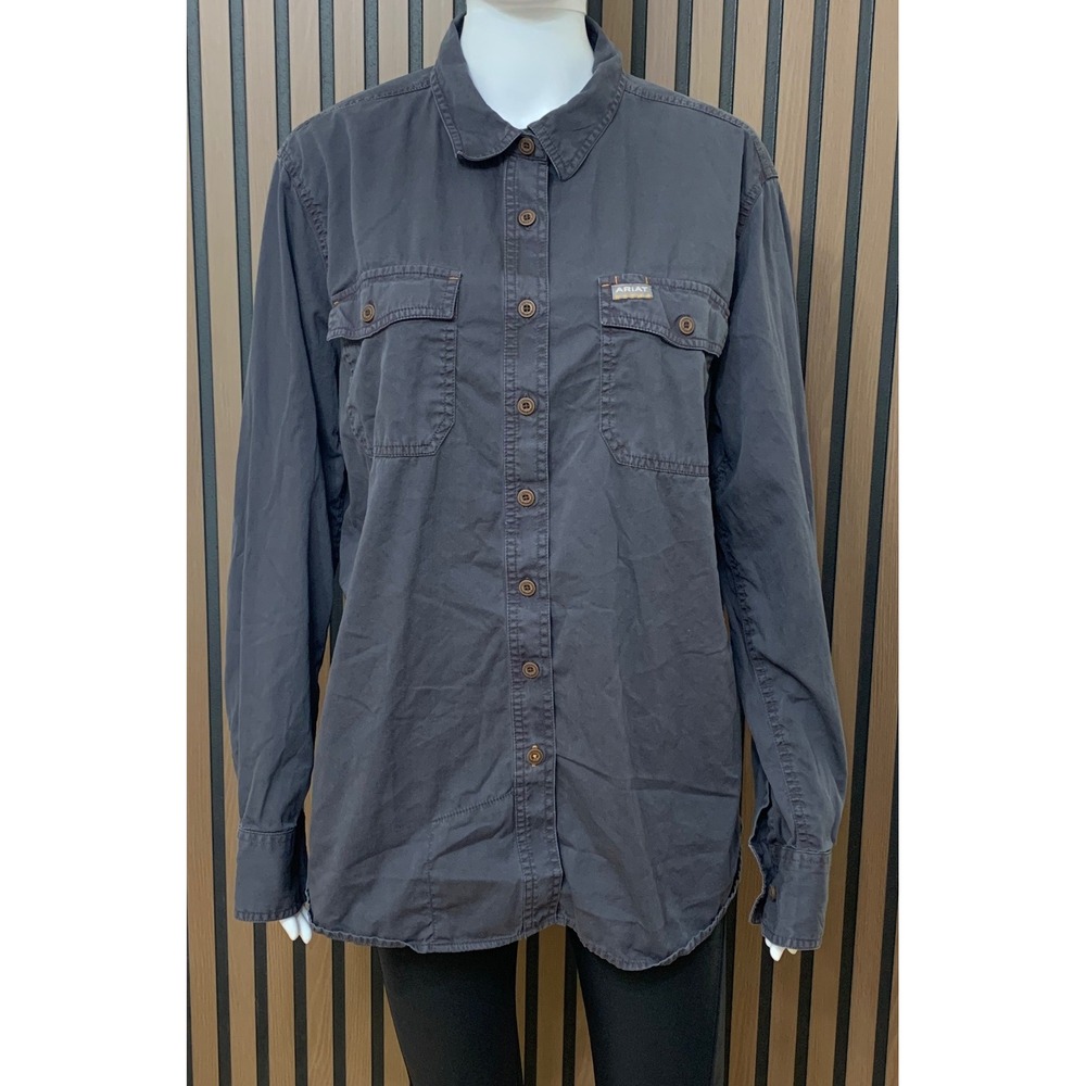 Ariat Rebar Men's XL Charcoal Gray Long Sleeve Button Down Work Shirt Pocket